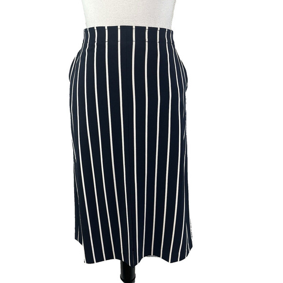 Nautica Skirt size 6 Navy Blue White Striped Midi Pencil Sailor Boating Career - Picture 1 of 11